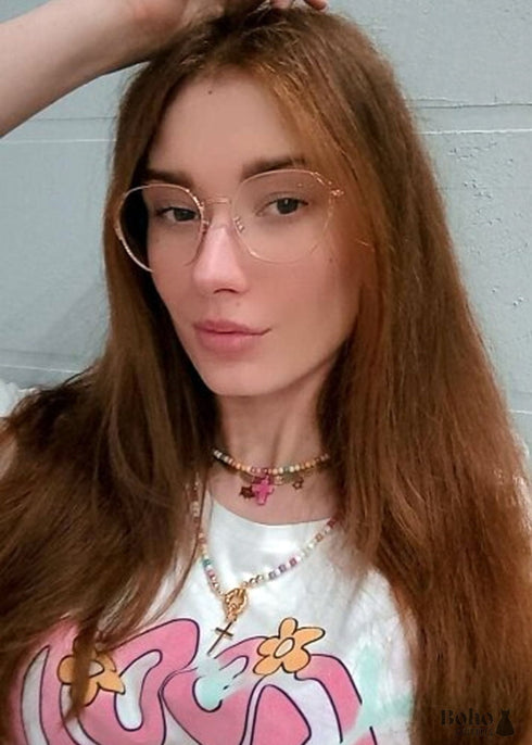 Boho Necklace, Seed Bead Layered Choker, Double Cross